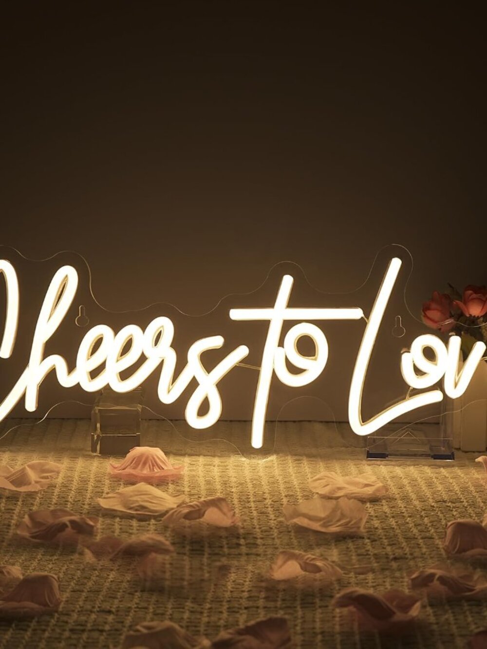 Cheers to Love Neon Sign Wedding Neon Sign Led Lights for Room Warm White Wall D